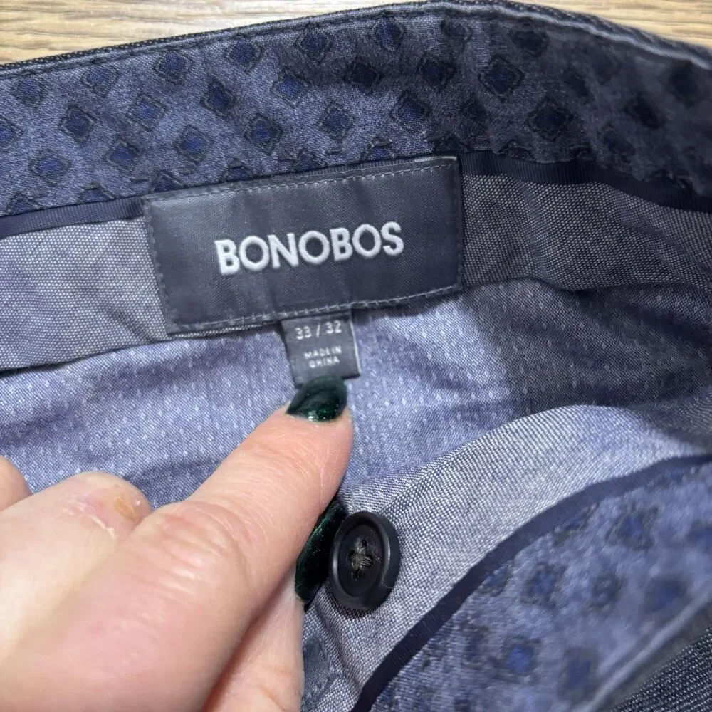 Bonobos Pants Men's Sz 33x32 Gray Tailored Fit Flat Front Dress Trousers Stretch